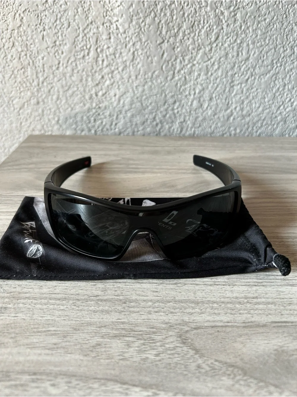 Oakley Matte Black Sport Wrap Sunglasses with Dark Lenses